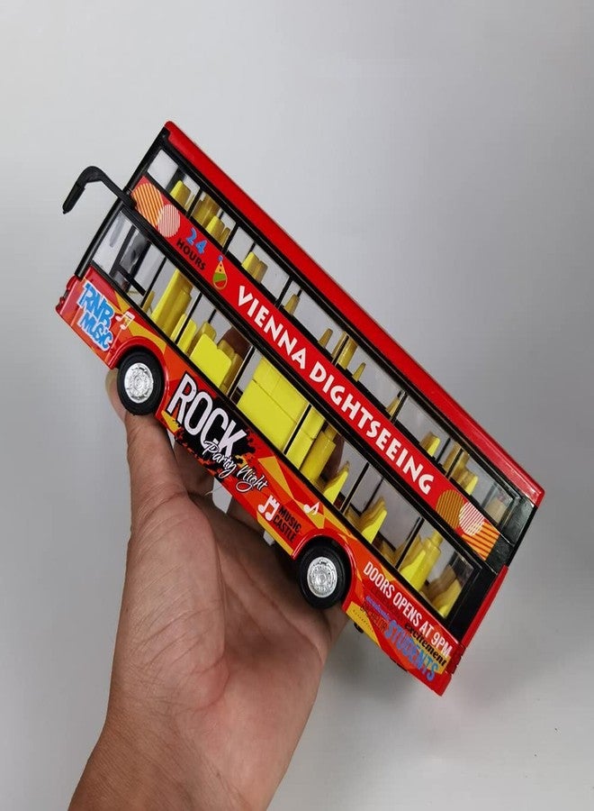 UKAXA Long London Bus Diecast Metal London Bus Open Door Light & Music Model Pull Back Toys for Boy Kids,red - Image 5